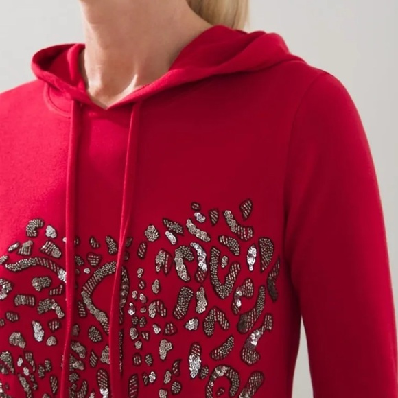 Cute 💕💘 Chico’s beaded red hoodie top large / size 3 - Picture 2 of 5